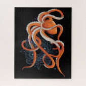 Octopus Orange Mandal Blue Puzzle (Vertikal)