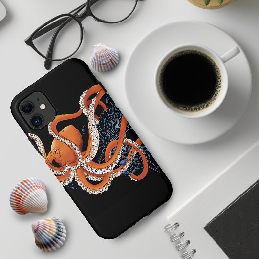 Octopus Orange Mandala Blue Case-Mate iPhone Hülle