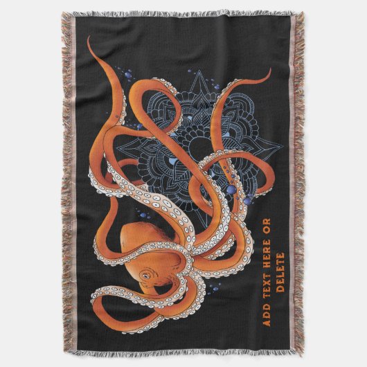 Octopus Orange Mandala Blue Decke (Vorderseite Vertikal)