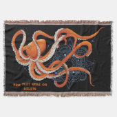 Octopus Orange Mandala Blue Decke (Vorderseite)