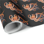 Octopus Orange Mandala Blue Geschenkpapier (Rolleneckpunkt)