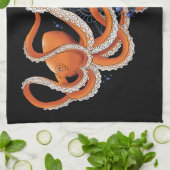 Octopus Orange Mandala Blue Geschirrtuch (Gefaltet)