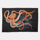 Octopus Orange Mandala Blue Geschirrtuch (Horizontal)