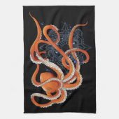 Octopus Orange Mandala Blue Geschirrtuch (Vertikal)