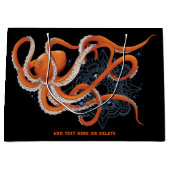 Octopus Orange Mandala Blue Große Geschenktüte (Vorderseite)