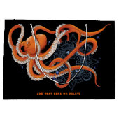 Octopus Orange Mandala Blue Große Geschenktüte (Rückseite)