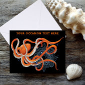 Octopus Orange Mandala Blue Karte
