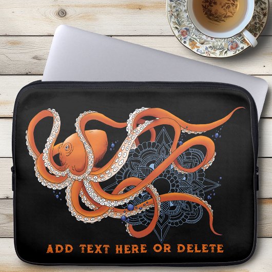 Octopus Orange Mandala Blue Laptopschutzhülle