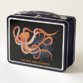 Octopus Orange Mandala Blue Metall Brotdose (Vorderseite)