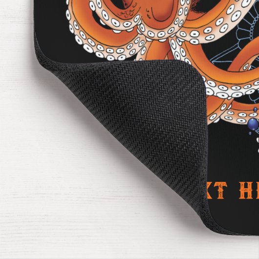 Octopus Orange Mandala Blue Mousepad (Ecke)