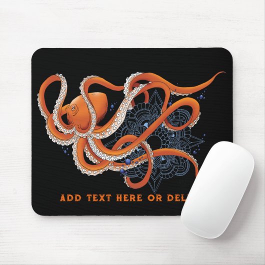 Octopus Orange Mandala Blue Mousepad (Mit Mouse)