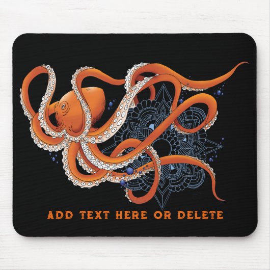 Octopus Orange Mandala Blue Mousepad (Vorne)