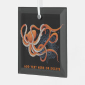 Octopus Orange Mandala Blue Ornament Aus Glas (Vorderseite links)