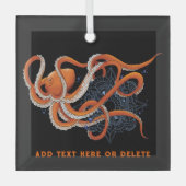 Octopus Orange Mandala Blue Ornament Aus Glas (Vorderseite)