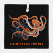 Octopus Orange Mandala Blue Ornament Aus Glas (Rückseite)