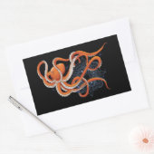 Octopus Orange Mandala Blue Rechteckiger Aufkleber (Umschlag)