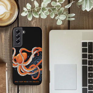 Octopus Orange Mandala Blue Samsung Galaxy Hülle