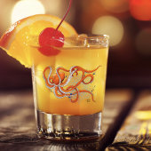 Octopus Orange Mandala Blue Schnapsglas