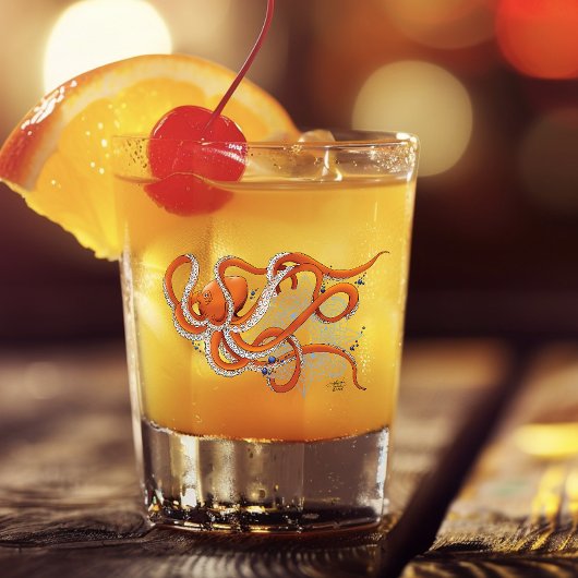 Octopus Orange Mandala Blue Schnapsglas