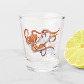 Octopus Orange Mandala Blue Schnapsglas (Vorderseite)