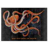 Octopus Orange Mandala Blue Schneidebrett (Vorderseite)