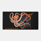 Octopus Orange Mandala Blue Schreibtischunterlage (Vorderseite)