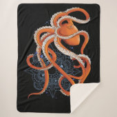 Octopus Orange Mandala Blue Sherpadecke (Vorderseite)