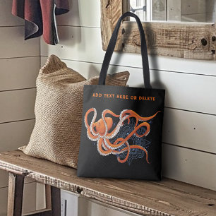 Octopus Orange Mandala Blue Tasche
