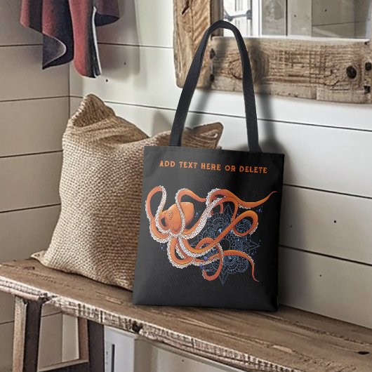 Octopus Orange Mandala Blue Tasche