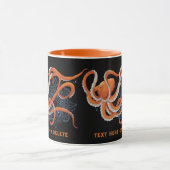 Octopus Orange Mandala Blue Tasse (Zentrum)