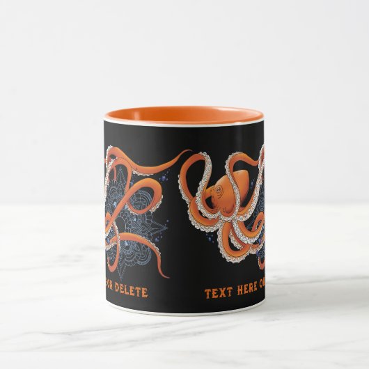 Octopus Orange Mandala Blue Tasse (Zentrum)