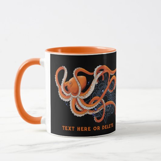 Octopus Orange Mandala Blue Tasse (Links)