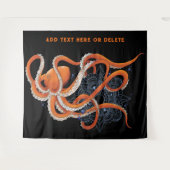 Octopus Orange Mandala Blue Wandteppich (Vorderseite (Horizontal))