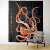 Octopus Orange Mandala Blue Wandteppich (Beispiel)