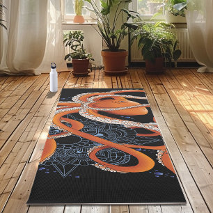 Octopus Orange Mandala Blue Yogamatte