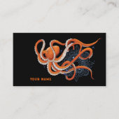 Octopus Orange Mandalla Blue Visitenkarte (Vorderseite)