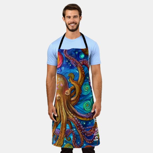Octopus Ozeane Personalisierte Bezeichnung Schürze (Getragen)