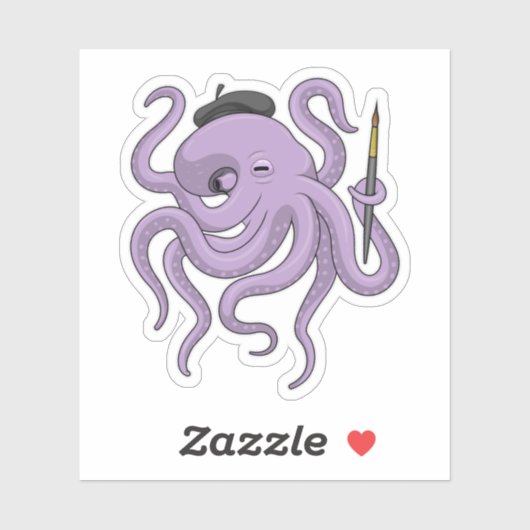 Octopus Painter Pinsel Aufkleber (Blatt)