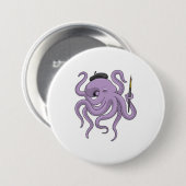 Octopus Painter Pinsel Button (Vorne & Hinten)