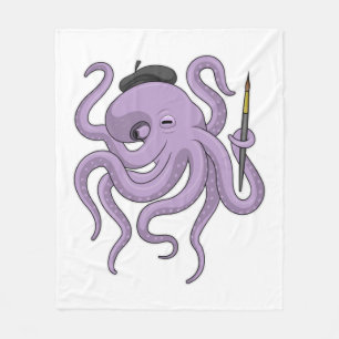 Octopus Painter Pinsel Fleecedecke