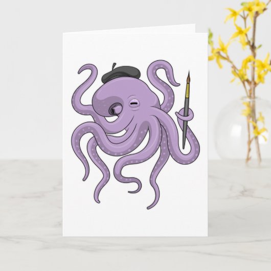 Octopus Painter Pinsel Karte (Gelbe Blume)