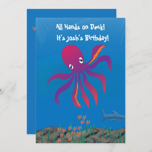 Octopus Party Einladung (Vorne/Hinten)