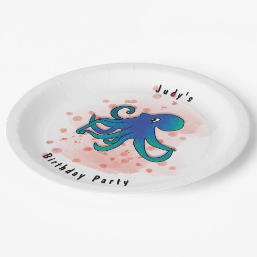 Octopus-Party Pappteller (Schrägansicht)
