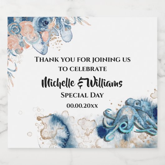 Octopus-Party Schaumweinetikett (Einzelnes Label)