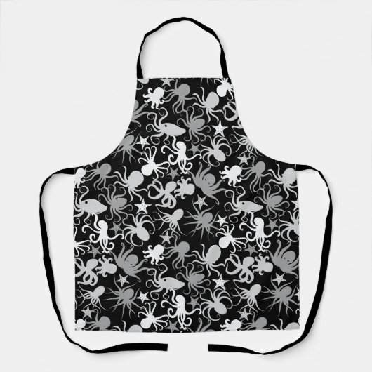 Octopus Pattern.b Black BG Schürze (Vorderseite)
