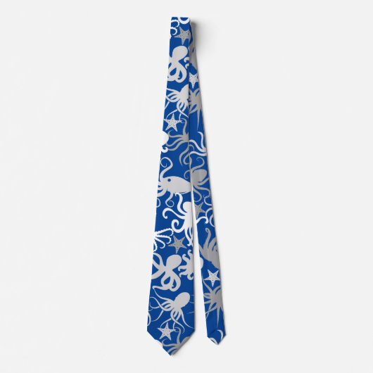 Octopus Pattern.b Blue BG Krawatte (Vorderseite)