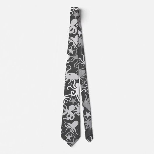 Octopus Pattern.b D Gray BG Krawatte (Vorderseite)