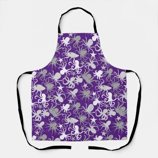 Octopus Pattern.b D Lila BG Schürze (Vorderseite)