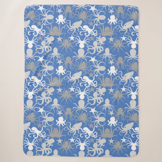 Octopus Pattern.b LBlue BG Sherpadecke (Vorderseite)
