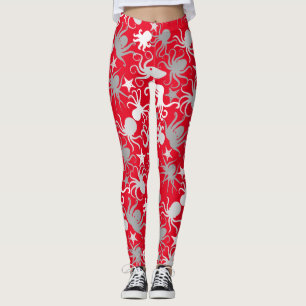 Octopus Pattern.b Red BG Leggings